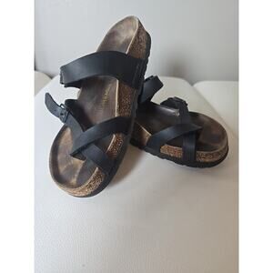 Birkenstock Mayari Sandals Womens 7 Brown Leather Clog Suede Cork Germany